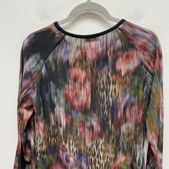 Javier Simorra Barcelona Womens Multicolor Printed Semi Sheer Long Sleeve Top 6 - Picture 5 of 9